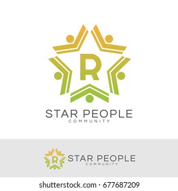 star people initial Letter R Logo design