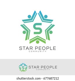star people initial Letter S Logo design