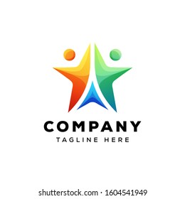 star people logo concept premium vector, reach star logo