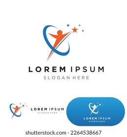 Star people logo design. Star community vector logo. star community human vector logo.