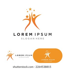Star people logo design. Star community vector logo. star community human vector logo.