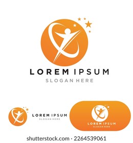 Star people logo design. Star community vector logo. star community human vector logo.