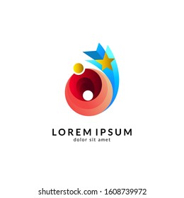 Star people logo design. Reaching stars vector logo. Academic education, successful, creativity and smart logo template