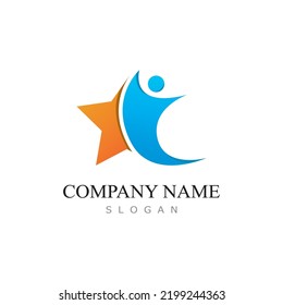 diseño de logotipo de personajes estrella con ilustración vectorial