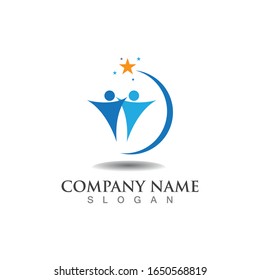Plantilla de icono vectorial del logotipo de personas de estrella