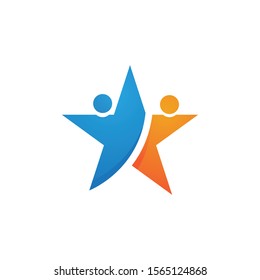 Star people success logo and symbol vector