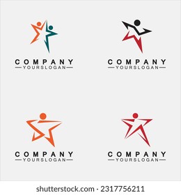 Star people success logo and symbol icon Template