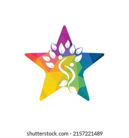 Star and People Tree Logo Design. Family tree sign and symbol.