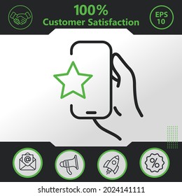 Star in phone vector icon graphic elements for your work - Modern design