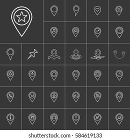 star pin. map pin icon set  for web and mobile application