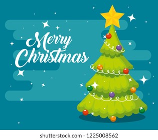 star in the pine tree with lights and balls