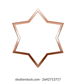 Star pink gold frame. Isolated luxury six pointed star rose gold border. Copper geometric flat frame mockup design element. Vector illustration. - Powered by Shutterstock - Get 15% off with code: PIKWIZARD15