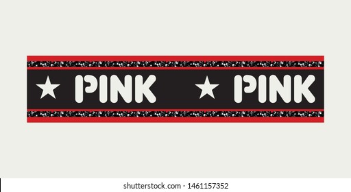star pink line Slogan with Rhinestones for Tshirt Graphic Vector Print - Vektör