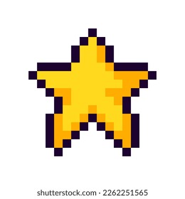 Star Pixel Art gaming item. Game pixel star icon, star 8Bit game resource. Pixelart vector Illustration isolated on white background.