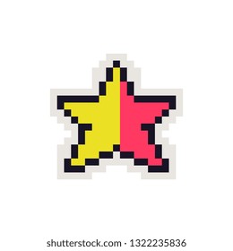Star pixel art icon. Design for stickers, logo, web, mobile app, badges and patches, arcade. Isolated on white background vector illustration. Game assets 8-bit sprite.