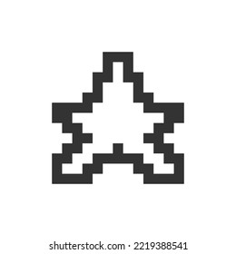 Star pixelated ui icon. Favourite page mark. Positive feeling. Add bookmark. Saving item. Editable 8bit graphic element. Outline isolated vector user interface image for web, mobile app. Retro style