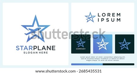 Star plane logo design template