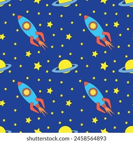 star and planet pattern, rocket, space