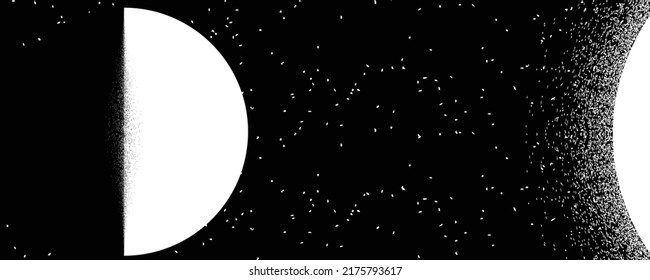 Star and planet in space. Futuristic landscape, with noise texture . Night landscape with starry sky .Vector illustration