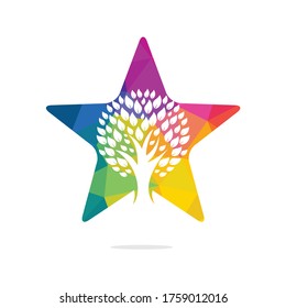 Star plant logo design. Abstract organic element vector design.