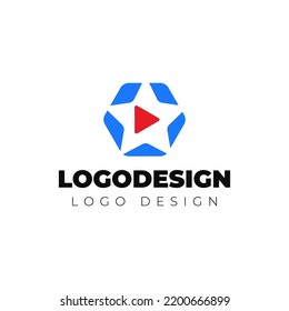 plantilla de vector de diseño de logotipo de icono estrella y reproducción