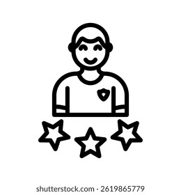 Star Player Line Vector Illustration Isolated On White Background.