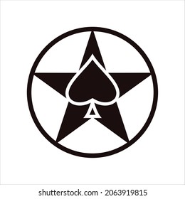 star with playing cards icon vector on white background