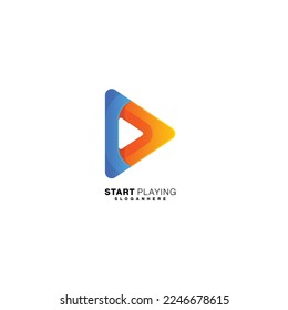 star playing logo template gradient color symbol