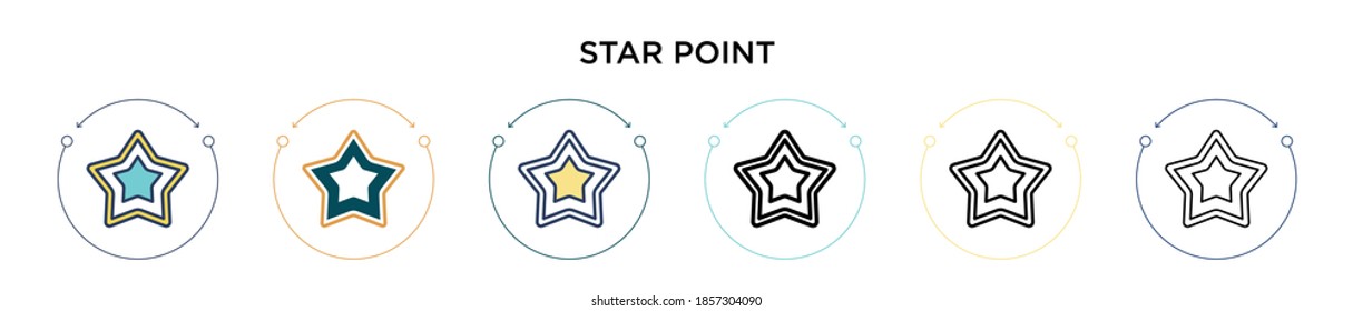 Star point icon in filled, thin line, outline and stroke style. Vector illustration of two colored and black star point vector icons designs can be used for mobile, ui, web