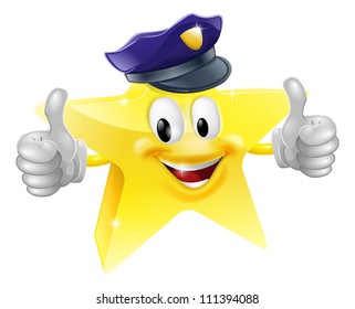 Star policeman cartoon of a star police character smiling and doing a thumbs up