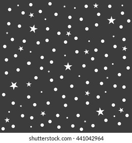 Star Polka Dot Dark Gray Background Vector Illustration