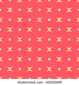 Star, polka dot geometric seamless pattern. Fashion graphic background design. Modern stylish abstract texture. Colorful template 4 prints, textiles, wrapping, wallpaper, website VECTOR illustration