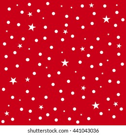 Star Polka Dot Red Background Vector Illustration
