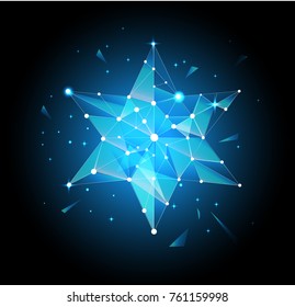 Star polygon design, vector illustration ,Christmas decoration , technology ,blue background