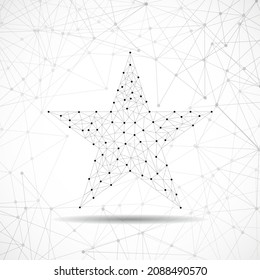 Star with polygon line and dots. Connection structure. Geometric vector design