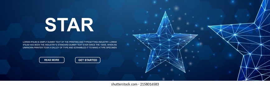 Star polygonal horizontal banner. Rating low poly symbol for head promotion banner. Feedback design template illustration concept.