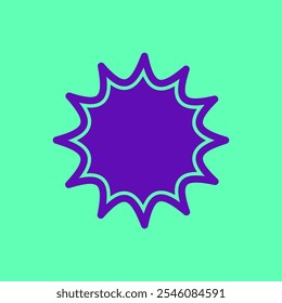 Forma del arte del Pop de la estrella para la caja de texto o el icono de la etiqueta con color azul. Icono de etiqueta. Icono de Vector de alta calidad. Vector editable