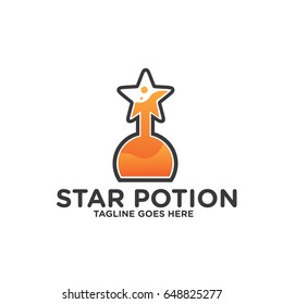 Star Potion Logo Design, Vector of Potion in star-shaped bottle