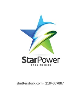 star power logo with thunder sign in negative space