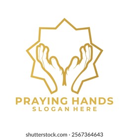 Star and Pray Hand logo vector template