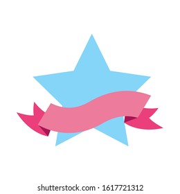 star premium with ribbon icon vector illustration design