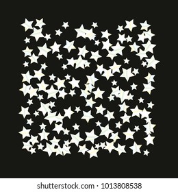 Star Print on beautiful black Background. Silver grey Starry Background. Vector Star Background Pattern. Starlight Night. Astral Design. Modern Creative Pattern.