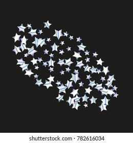 Star Print on beautiful black Background. Silver grey Starry Background. Vector Star Background Pattern. Starlight Night. Astral Design. Modern Creative Pattern.