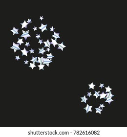 Star Print on beautiful black Background. Silver grey Starry Background. Vector Star Background Pattern. Starlight Night. Astral Design. Modern Creative Pattern.