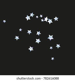Star Print on beautiful black Background. Silver grey Starry Background. Vector Star Background Pattern. Starlight Night. Astral Design. Modern Creative Pattern.