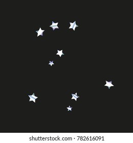 Star Print on beautiful black Background. Silver grey Starry Background. Vector Star Background Pattern. Starlight Night. Astral Design. Modern Creative Pattern.