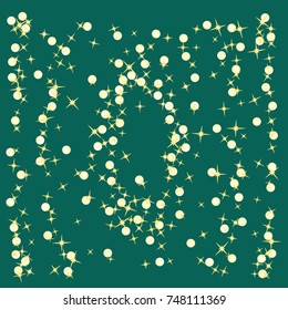 Star Print on beautiful blue Background. Gold Yellow Starry Background. Vector Star Background Pattern. Starlight Night. Astral Design. Modern Creative Pattern.