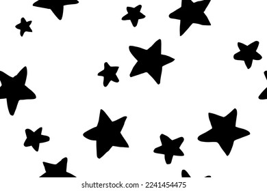 Star print. Simple starry sky. A pattern of five-pointed stars. Pattern for bed linen or children's room