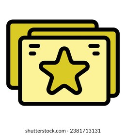 Star prize icon outline vector. Draw lottery. Winner box color flat