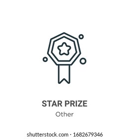 Star prize outline vector icon. Thin line black star prize icon, flat vector simple element illustration from editable other concept isolated stroke on white background